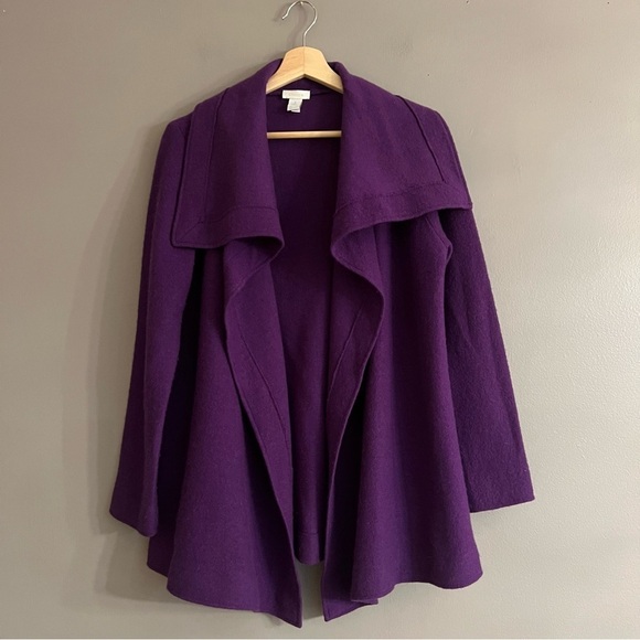 Chico's Women's 100% Wool Long Sleeve Open Front Cardigan Sweater Purple Size 1 - Picture 1 of 10